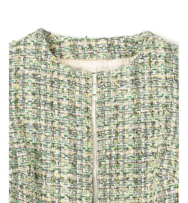 BEIGE,「TEASEL / ノーカラーツイードショートジャケット」|ノーカラージャケット|