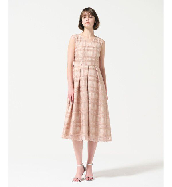GRACE CONTINENTAL「スパンコールチェックドレス」|ドレス|ピンク