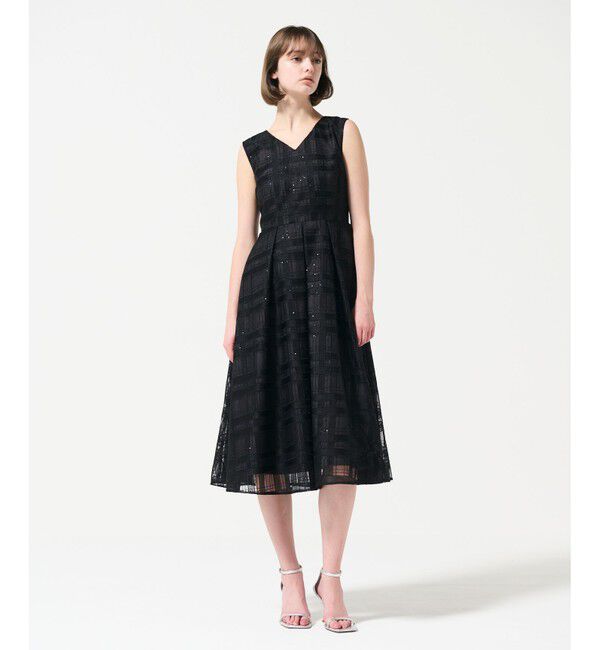 GRACE CONTINENTAL「スパンコールチェックドレス」|ドレス|