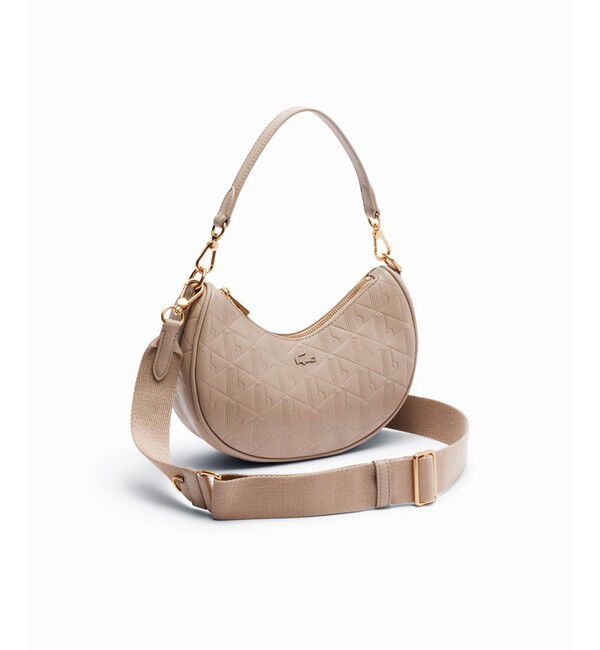 LACOSTE「マヘキ レザーショルダーバッグ / 三日月型ショルダーバッグ」|ショルダー・メッセンジャー|ベージュ