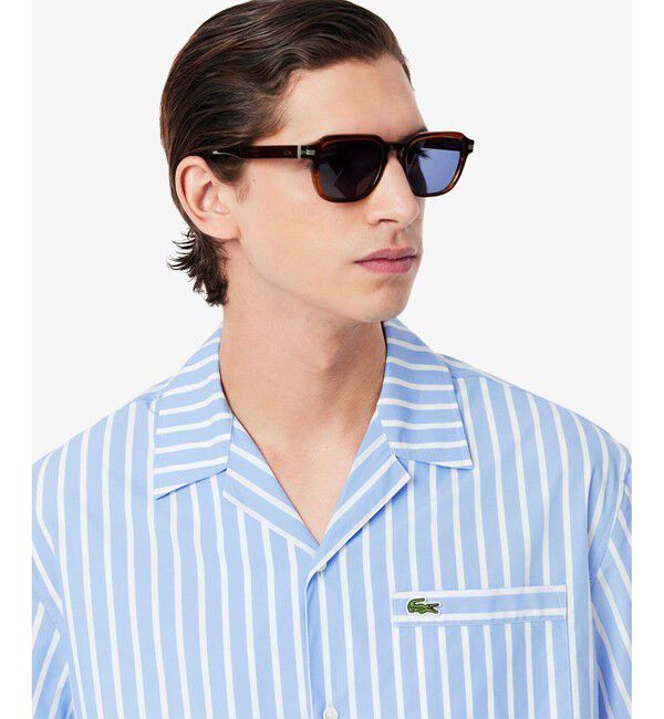 LACOSTE「ストライプオープンカラーシャツ」|シャツ・ブラウス|