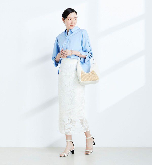 NOLLEY'S sophi「ウォッシャブルレザーカット刺繍タイトスカート」|タイト|