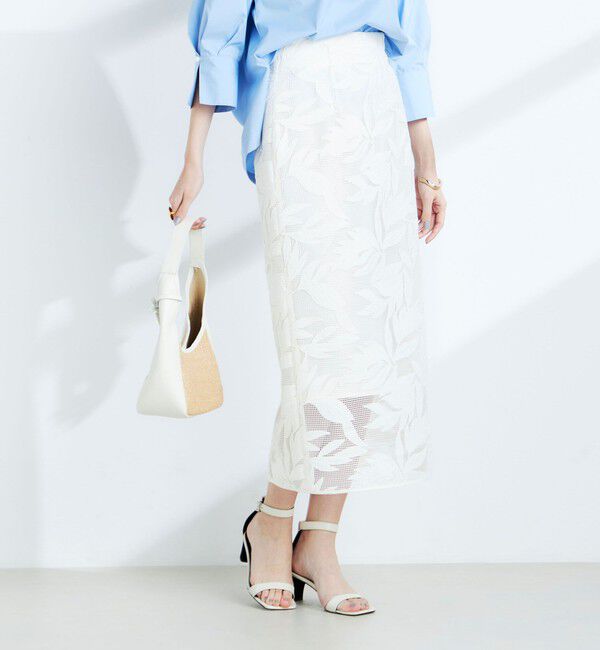 NOLLEY'S sophi「ウォッシャブルレザーカット刺繍タイトスカート」|タイト|