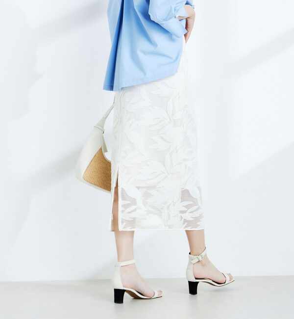 NOLLEY'S sophi「ウォッシャブルレザーカット刺繍タイトスカート」|タイト|