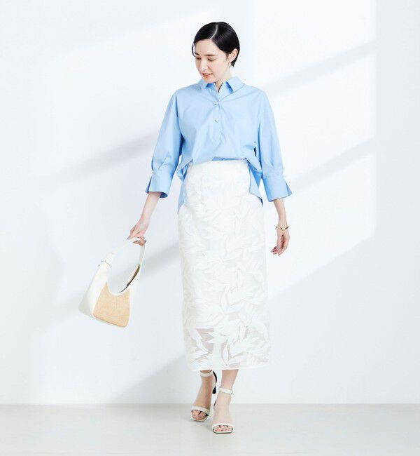 NOLLEY'S sophi「ウォッシャブルレザーカット刺繍タイトスカート」|タイト|