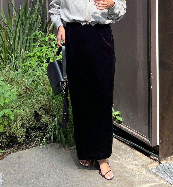 NOLLEY'S「ウォッシャブルベロアセミタイトスカート」|タイト|