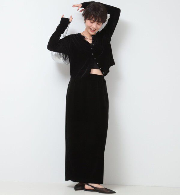 NOLLEY'S「ウォッシャブルベロアセミタイトスカート」|タイト|