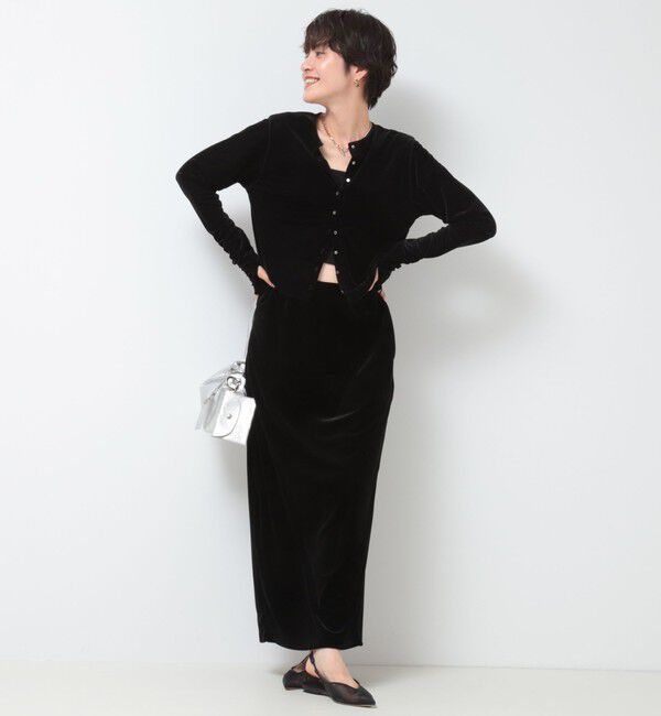 NOLLEY'S「ウォッシャブルベロアセミタイトスカート」|タイト|