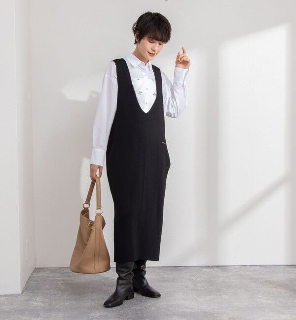 NOLLEY'S「《手洗い可能》Vネックミラノリブジャンパースカート」|ワンピース|