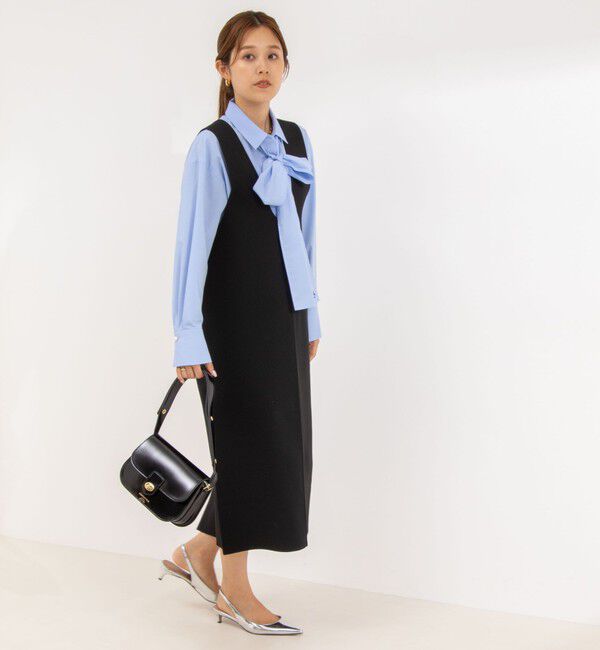 NOLLEY'S「《手洗い可能》Vネックミラノリブジャンパースカート」|ワンピース|