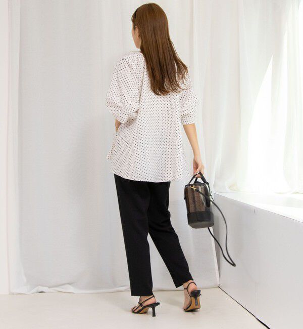 NOLLEY'S「サッカードット5分袖タックブラウス」|シャツ・ブラウス|