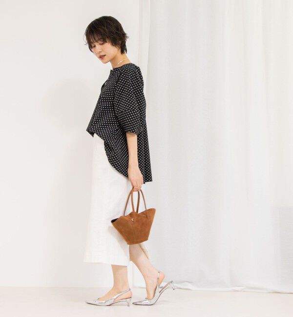 NOLLEY'S「サッカードット5分袖タックブラウス」|シャツ・ブラウス|