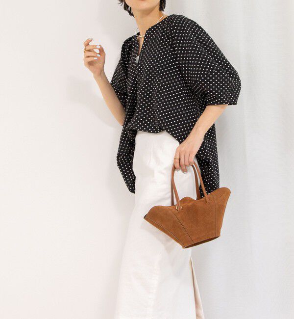 NOLLEY'S「サッカードット5分袖タックブラウス」|シャツ・ブラウス|