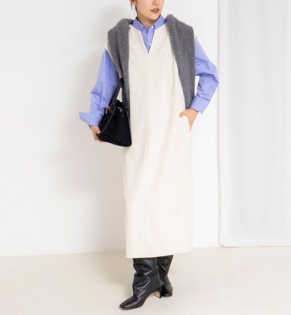 NOLLEY'S「ウォッシャブルフラノ風ジャンパーワンピース」|ワンピース|オフホワイト