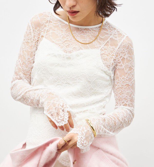 NOLLEY'S sophi「ウォッシャブルラッセルレースＴブラウス」|シャツ・ブラウス|ホワイト