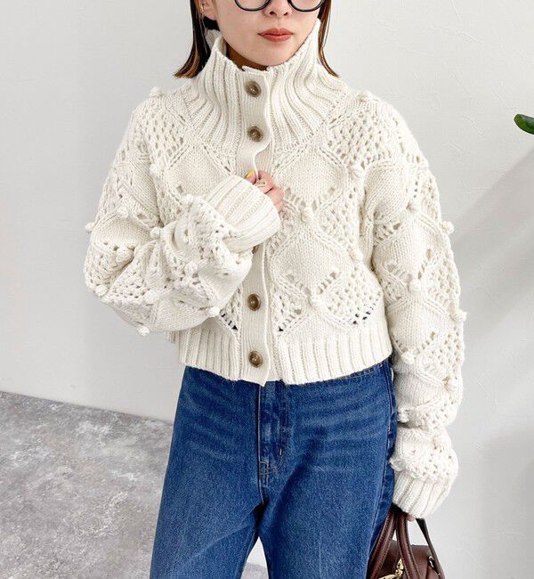 fredy emue「ポップコーンハイネックカーディガン」|ニット・セーター|