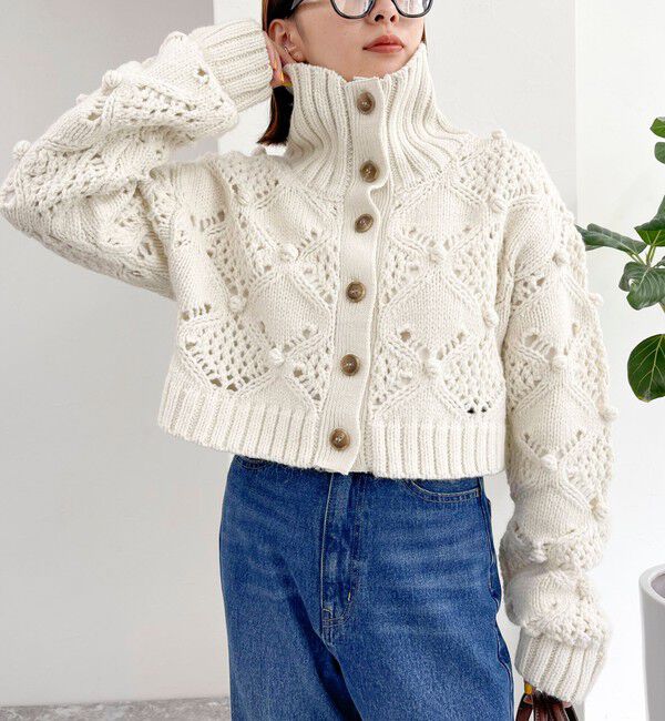 fredy emue「ポップコーンハイネックカーディガン」|ニット・セーター|