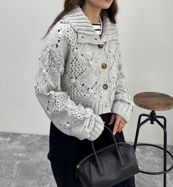 fredy emue「ポップコーンハイネックカーディガン」|ニット・セーター|