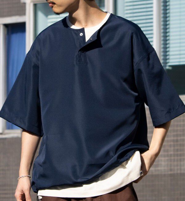 GLOSTER「【TAION/タイオン】別注 ミリタリー Ripstop ヘンリーネック 半袖Tシャツ ユニセックス」|Tシャツ・カットソー|ネイビー
