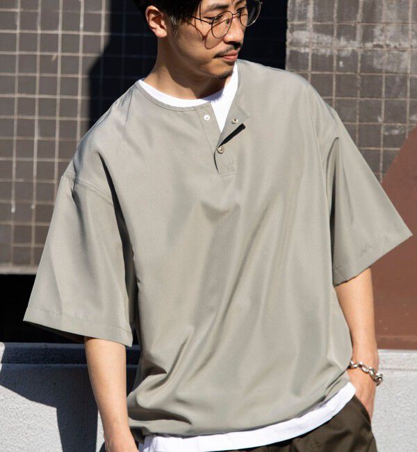 GLOSTER「【TAION/タイオン】別注 ミリタリー Ripstop ヘンリーネック 半袖Tシャツ ユニセックス」|Tシャツ・カットソー|セージグリーン