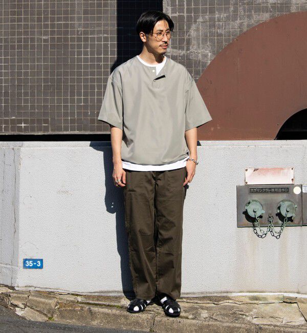 GLOSTER「【TAION/タイオン】別注 ミリタリー Ripstop ヘンリーネック 半袖Tシャツ ユニセックス」|Tシャツ・カットソー|