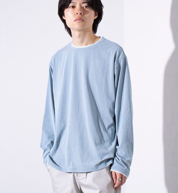 GLOSTER「【GLOSTER/グロスター】フェード加工 天竺 フェイクレイヤード ロングスリーブTシャツ ロンT」|Tシャツ・カットソー|