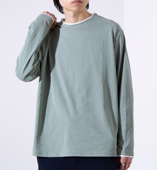 GLOSTER「【GLOSTER/グロスター】フェード加工 天竺 フェイクレイヤード ロングスリーブTシャツ ロンT」|Tシャツ・カットソー|