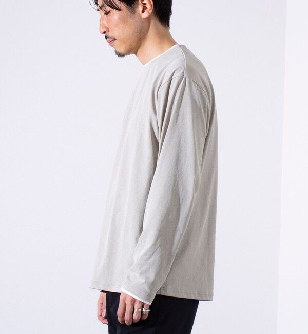GLOSTER「【GLOSTER/グロスター】フェード加工 天竺 フェイクレイヤード ロングスリーブTシャツ ロンT」|Tシャツ・カットソー|
