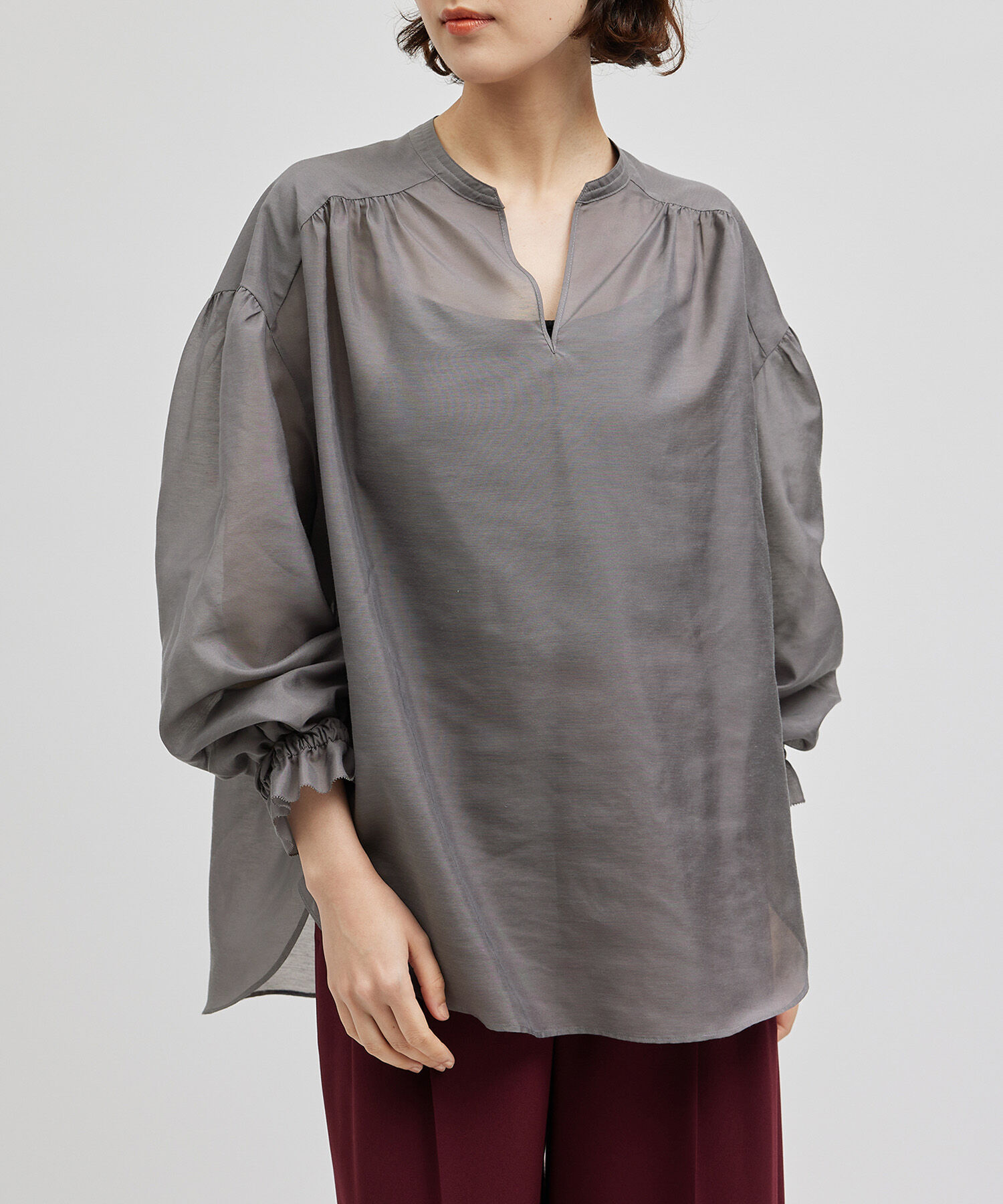 ROPE「ブライトローンギャザーブラウス」|シャツ・ブラウス|