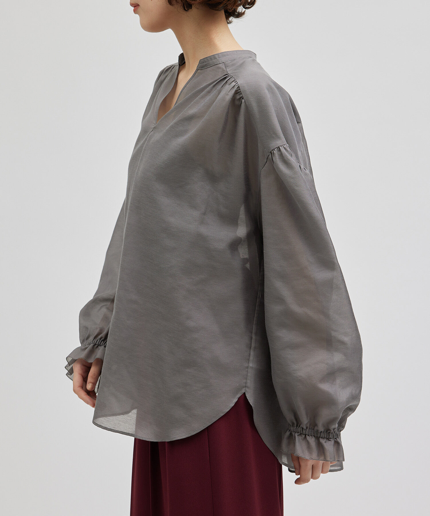 ROPE「ブライトローンギャザーブラウス」|シャツ・ブラウス|