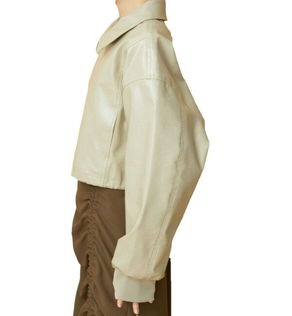 VIS「【洗える】ショートドロストレザージャケット」|ブルゾン・スタジャン|