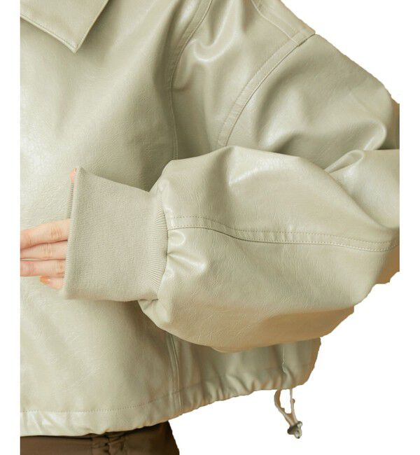 VIS「【洗える】ショートドロストレザージャケット」|ブルゾン・スタジャン|