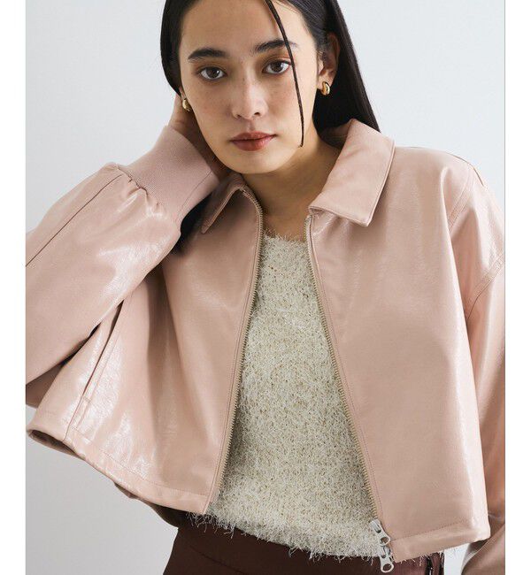 VIS「【洗える】ショートドロストレザージャケット」|ブルゾン・スタジャン|