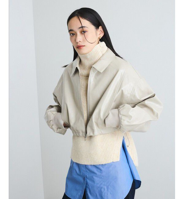 VIS「【洗える】ショートドロストレザージャケット」|ブルゾン・スタジャン|