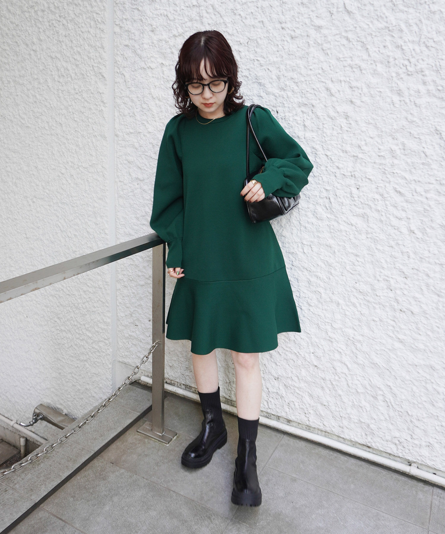 VIS「パフスリーブ切り替えミニフレアワンピース」|ワンピース|