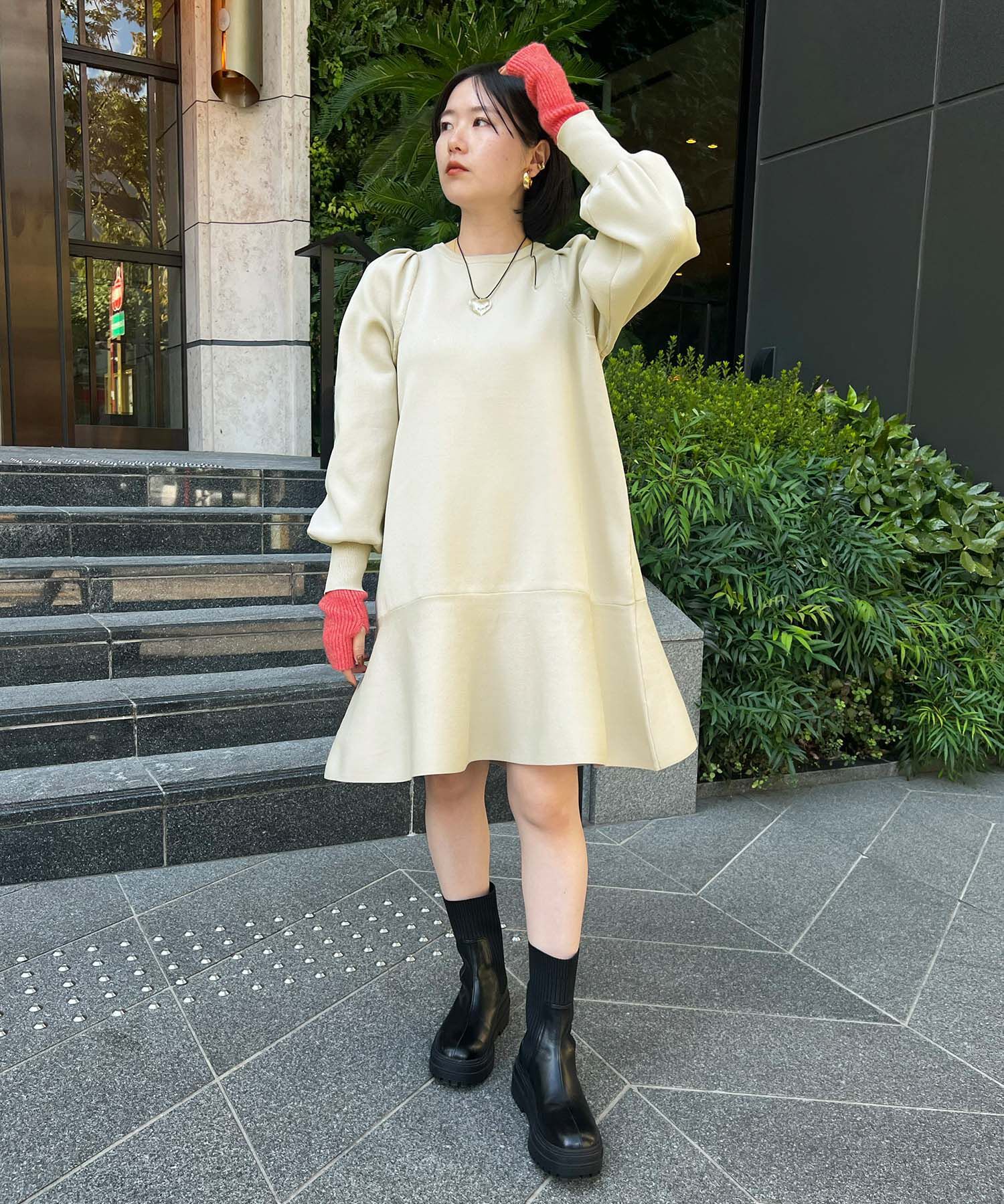 VIS「パフスリーブ切り替えミニフレアワンピース」|ワンピース|