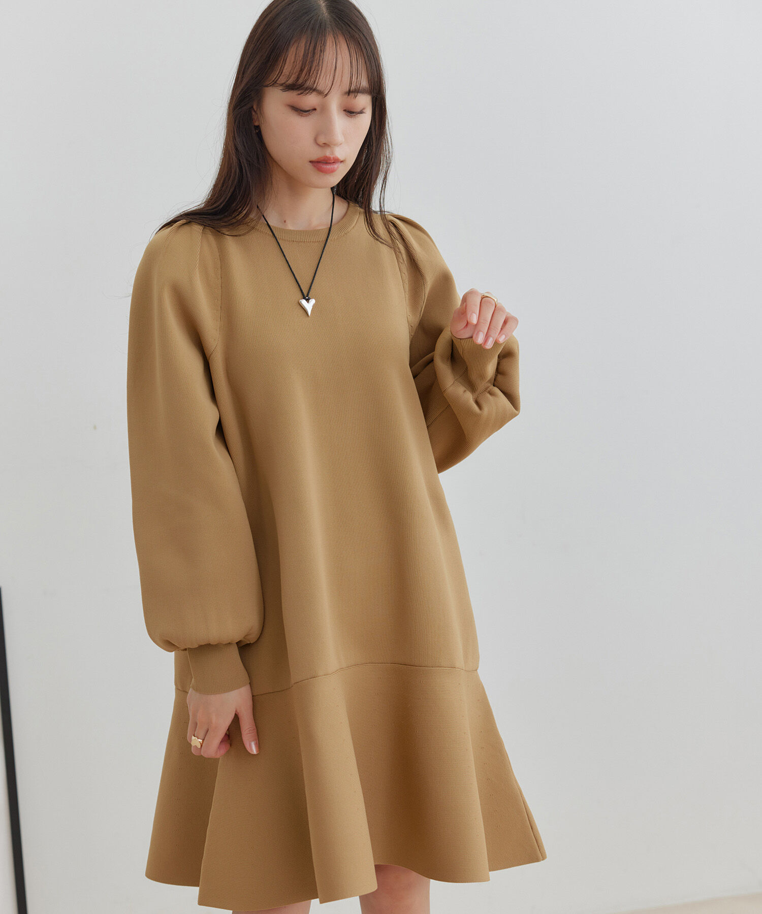 VIS「パフスリーブ切り替えミニフレアワンピース」|ワンピース|