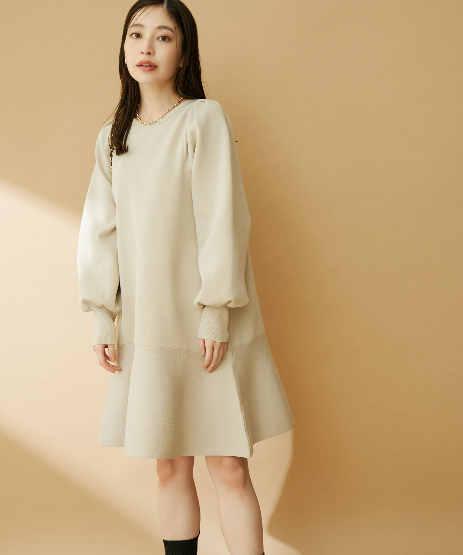 VIS「パフスリーブ切り替えミニフレアワンピース」|ワンピース|