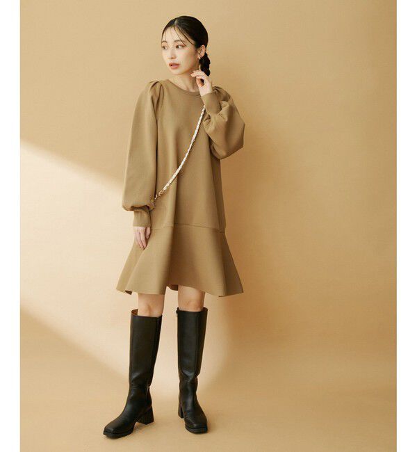 VIS「パフスリーブ切り替えミニフレアワンピース」|ワンピース|