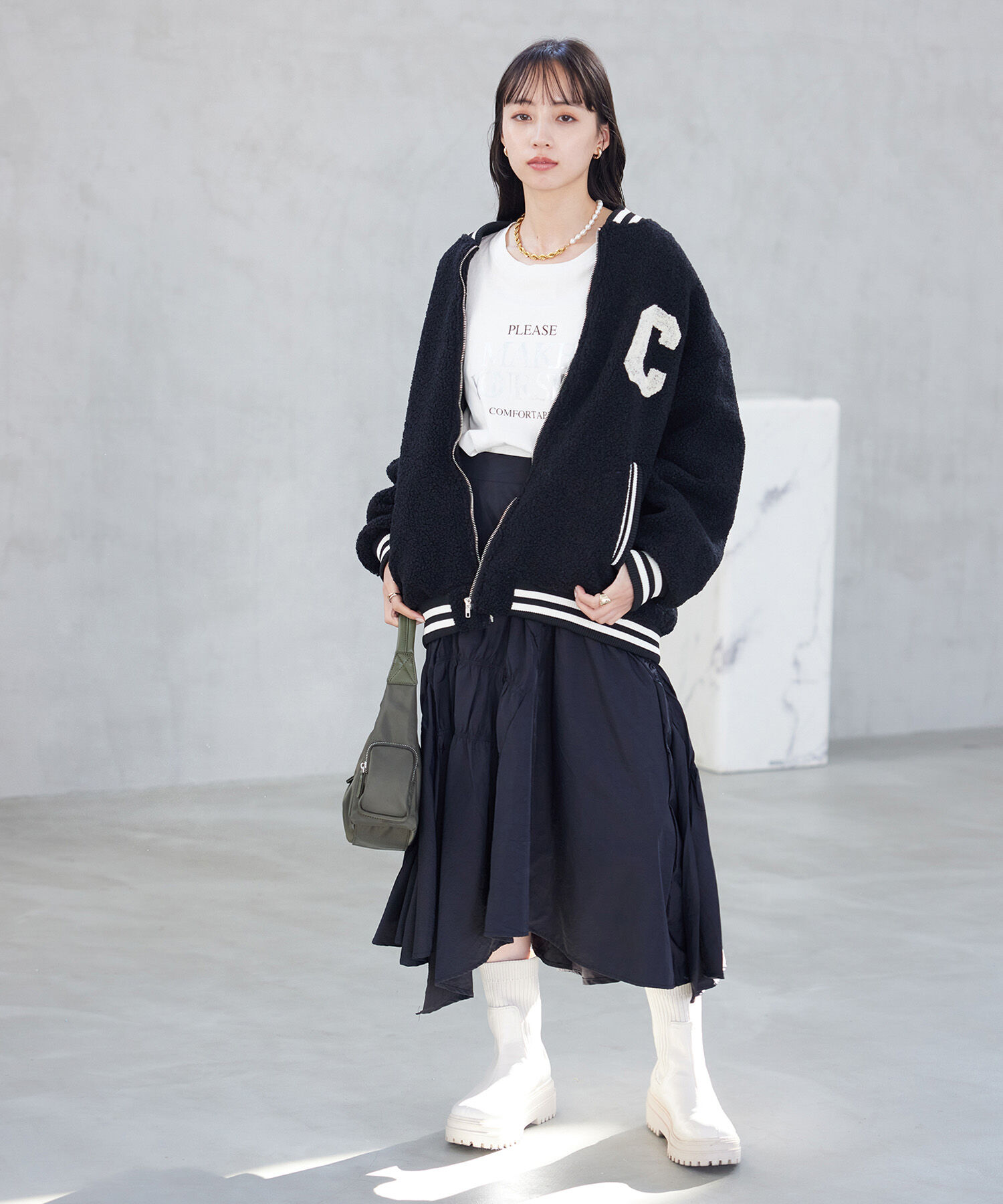 VIS「シャーリングロングスカート【WEB・アウトレット限定】」|スカート|