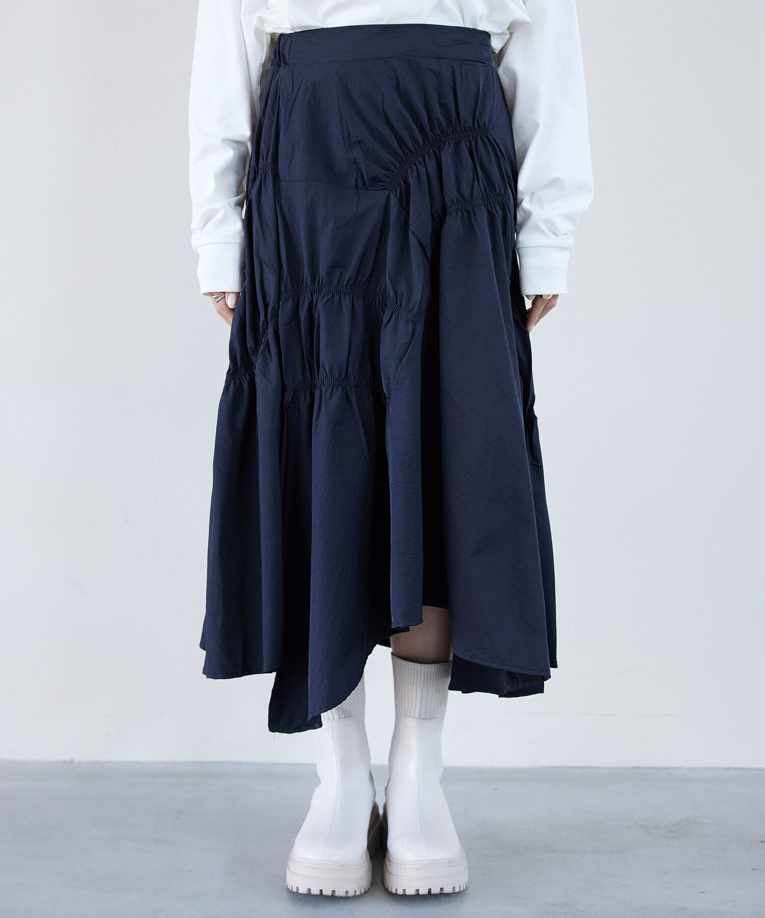 VIS「シャーリングロングスカート【WEB・アウトレット限定】」|スカート|