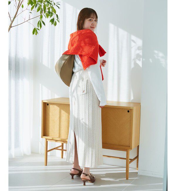 VIS「【DILIGENCE PARLOUR】VIS別注モデルローズ刺繍ポロケーブルニットスカート【セットアップ対応】」|スカート|