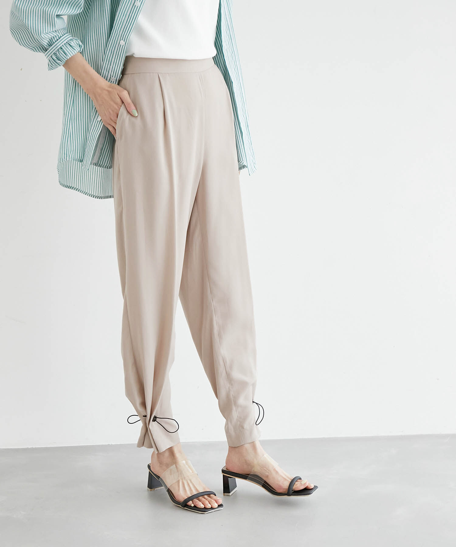 Rope&rsquo;Picnic「裾ドロストイージーパンツ」|その他|ライトグレー(08)