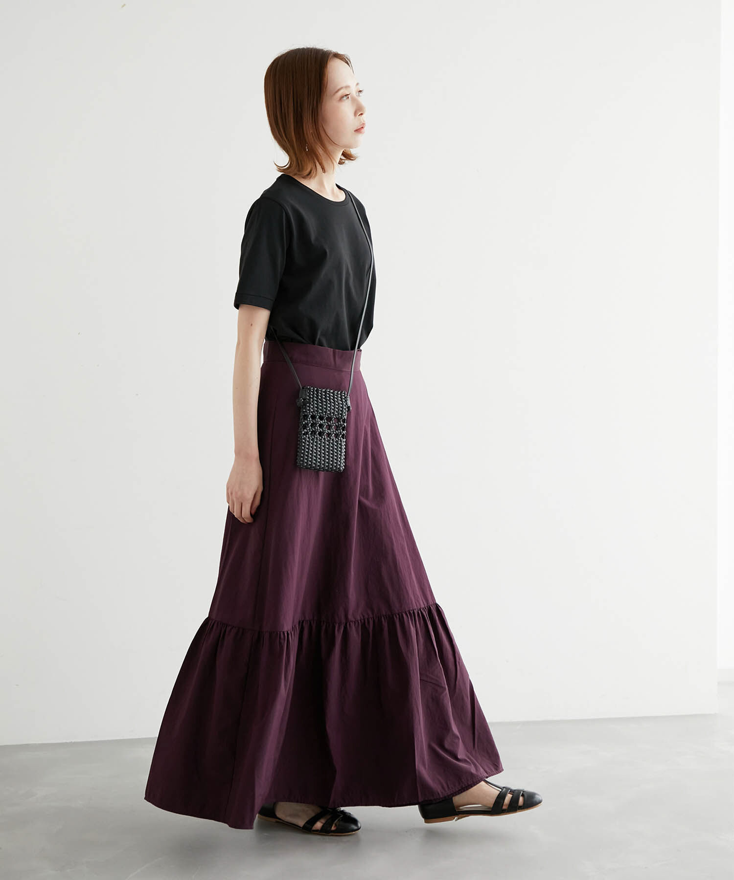 Rope&rsquo;Picnic「ラップ風タックタフタスカート」|スカート|