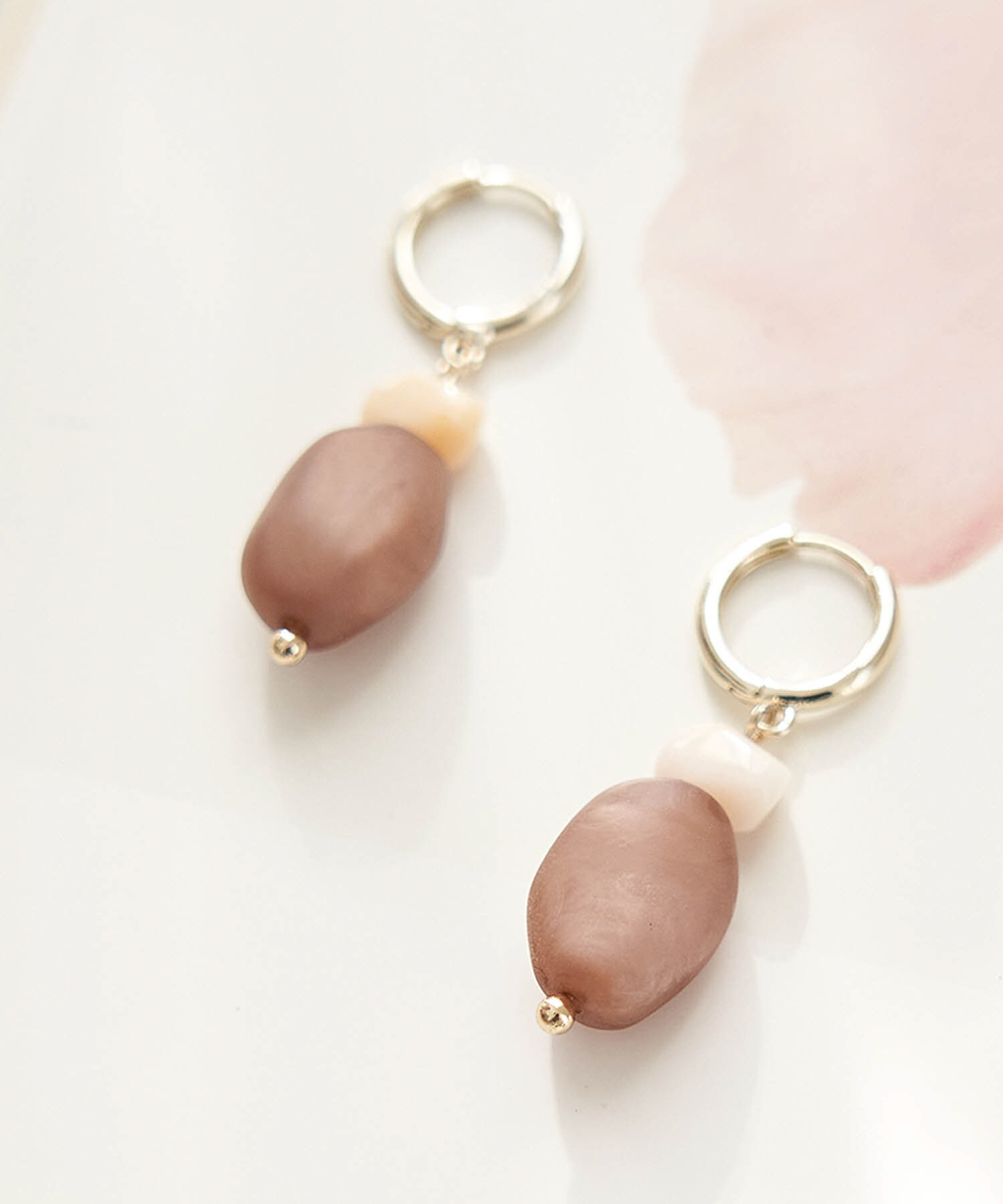 ROPE PICNIC PASSAGE「マットマーブルパーツフープピアス」|ピアス|ブラウン系(23)