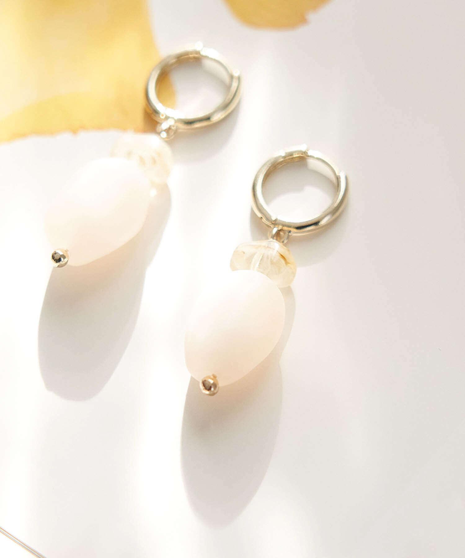 ROPE PICNIC PASSAGE「マットマーブルパーツフープピアス」|ピアス|ベージュ系(28)