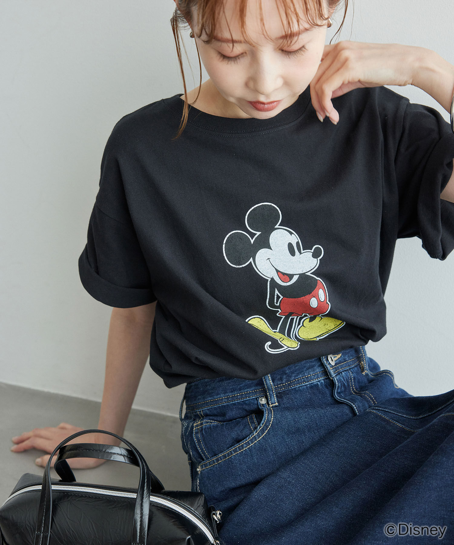 Rope&rsquo;Picnic「MICKEY MOUSE/プリントTシャツ」|Tシャツ・カットソー|ブラック(01)