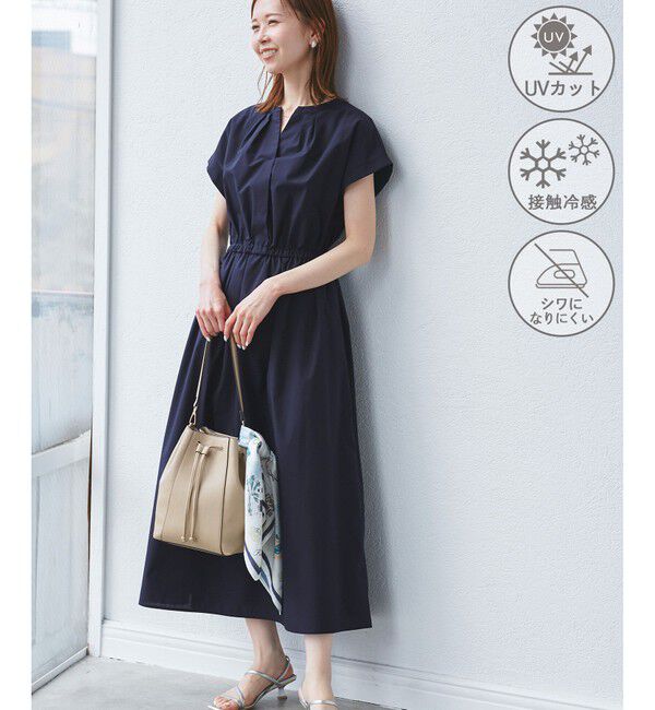 Rope&rsquo;Picnic「【UVカット・接触冷感・イージーケア】スキッパーシャツワンピース」|ワンピース|ネイビー(40)