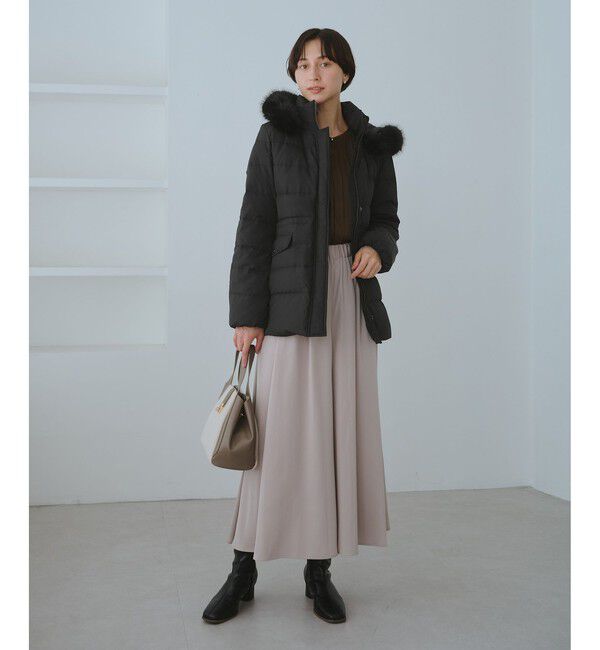 Rope&rsquo;Picnic「【GREEN DOWN/グリーンダウン】ファー付きダウンミドル丈コート/リンクコーデ」|ダウン|