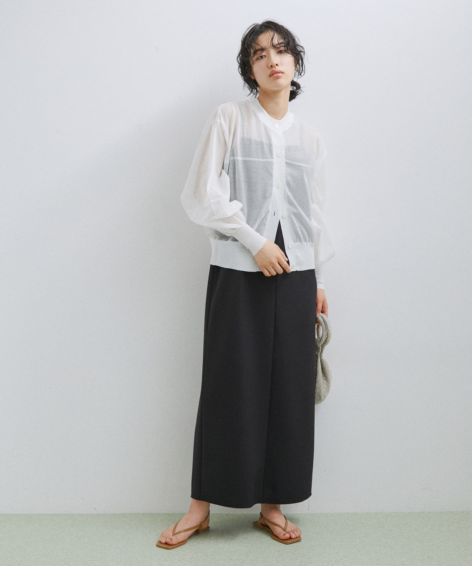 ADAM ET ROPE'「【2WAY】シアーカーディガン」|カーディガン|